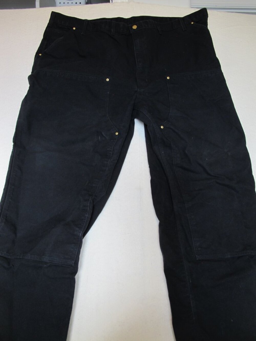 Carhartt Men's Iconic B01 Firm Duck Double-Front Dungaree Black Size 50x32 (62)